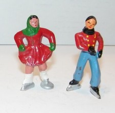 Vintage Cast Lead Man  Women Couple Skaters Skating USA Barclay Manoil Figure