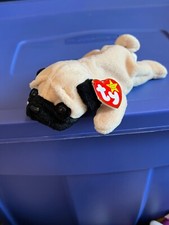 TY Beanie Baby Pugsly The Pug Dog Plush 1996 Retired PVC Pellets T26
