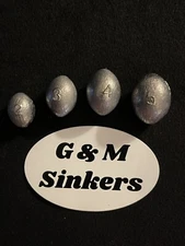 Assortment of  Egg Sinkers 10-2oz, 8-3oz, 5-4oz, and 4-5 oz Lead  Weights USA