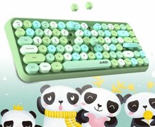 Cute Mini Keyboard Wireless Bluetooth 84 Keys Retro Round Keycap for PC Laptop