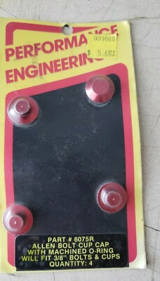 Vintage NOS dress up Performance Engineering 6075R Allen Bolt Cup Cap Red 3/8''