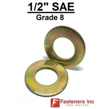 1/2" SAE Flat Washers Thru-Hardened Grade 8 Yellow Zinc Choose Qty 1-1/16"OD