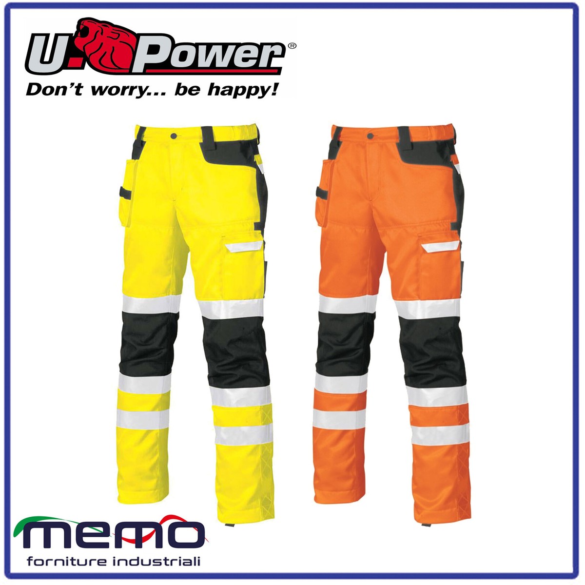 PANTALONE UOMO DA LAVORO ALTA VISIBILITA catarifrangenti giallo arancione  cargo