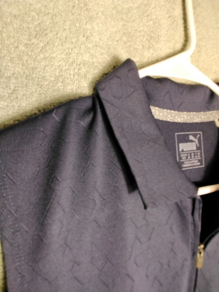 Женская рубашка Puma Golf Dry Cell размер M темно-синяя с геометрическим узором на молнии топ без рукавов - Изображение 2 из 4