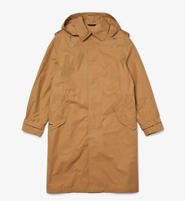 Image of Lacoste Oversized Retro Lightweight Brown Unisex Trench Coat - UK Size XXS
