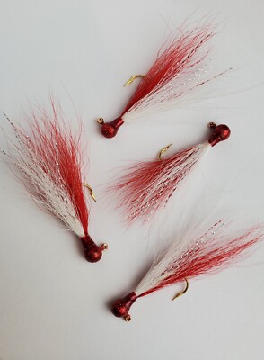 1/16oz Mini Bucktails Hand Tied Perch/Bass/Crappie Jigs Heads Size Mustad  Hook