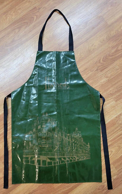 Vintage Harrods Knightsbridge Classic Apron Green/Gold Cotton/PVC