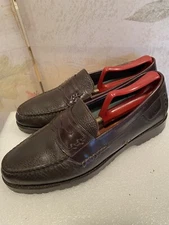 Ducks Unlimited Shoes Pebble Leather Penny Loafers Rubber Sole 8.5  Brown