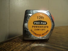 Vintage Pro Pak 12 Ft Powertape Automatic Return Tape  2-5/16"  Taiwan