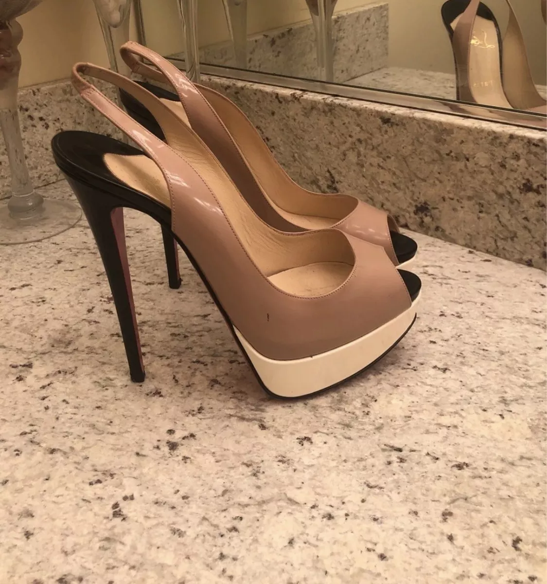 Women's Christian Louboutin Nude Heels