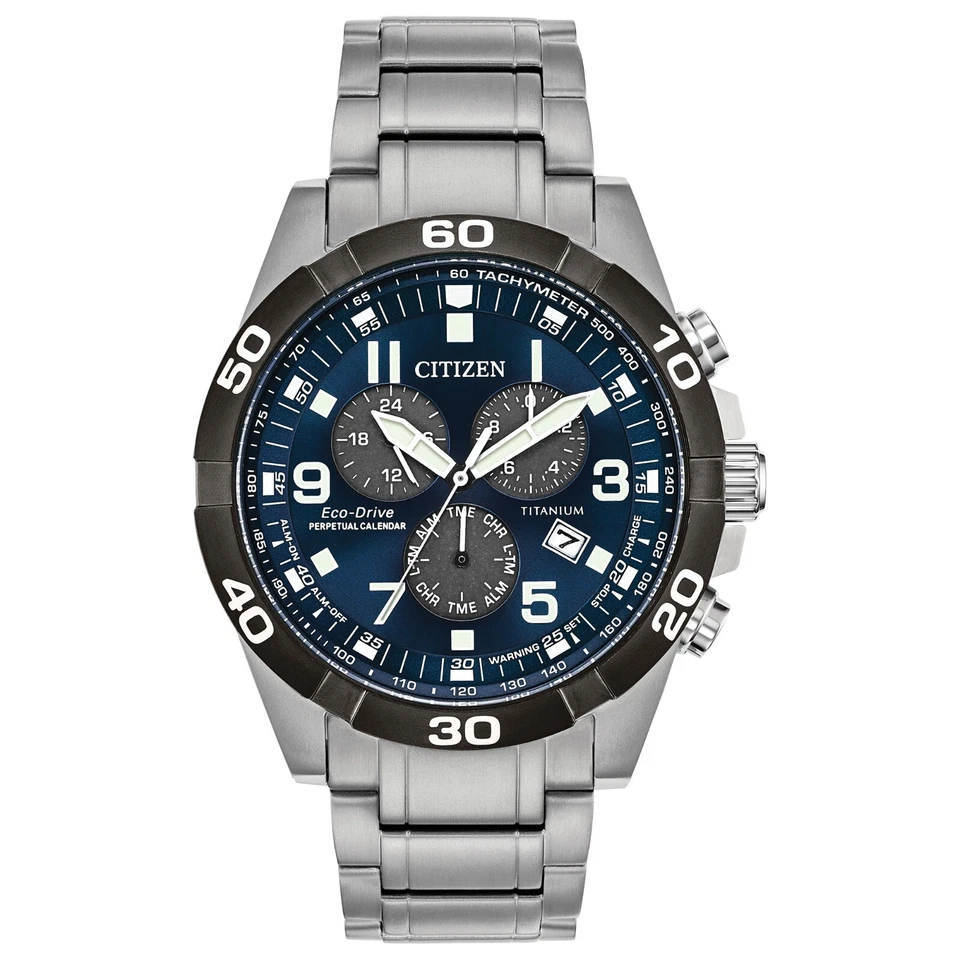 Reloj Citizen Hombre Deportivo Informal Alarma Fecha Eco-Drive Plateado 43 MM BL5558-58L
