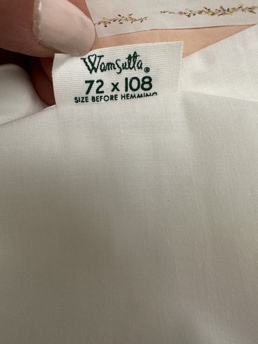 Vintage 60’s Wamsutta White Supercale Top FLAT TWIN Sheet EMBROIDERED NWOT - Picture 9 of 14