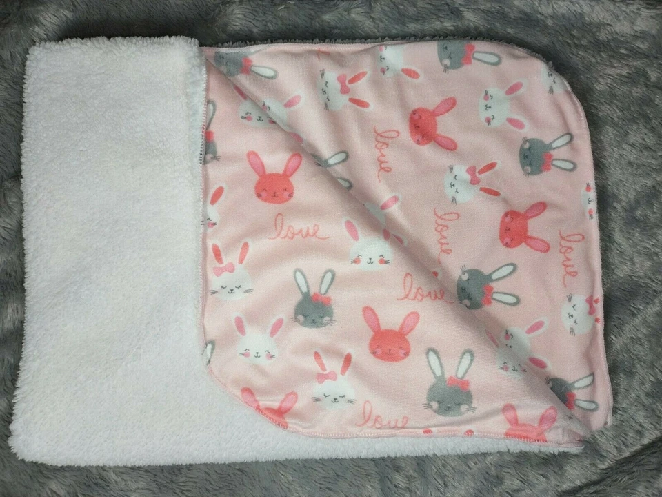 Snugly Baby Pink Bunny Blanket Plush Love Sherpa 123745 Soft White Gray Girl - Image 4 of 4