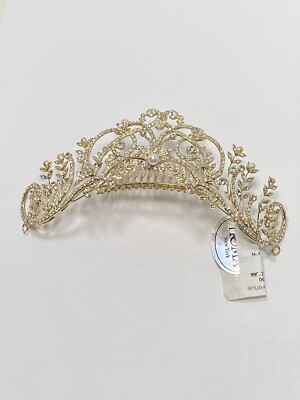 Homa Bridal 250 Crystal Gold Bridal Tiara Headpiece Hair Jewelry Wedding Wedding Tiara Crystal Wedding Crown Bridal Tiara SERENA  main image 3
