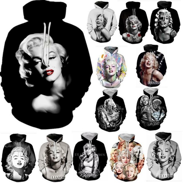 Marilyn Monroe 3D Print Womens/Mens Hoodie Sweatshirt Pullover tops Jumper 2019 | eBay