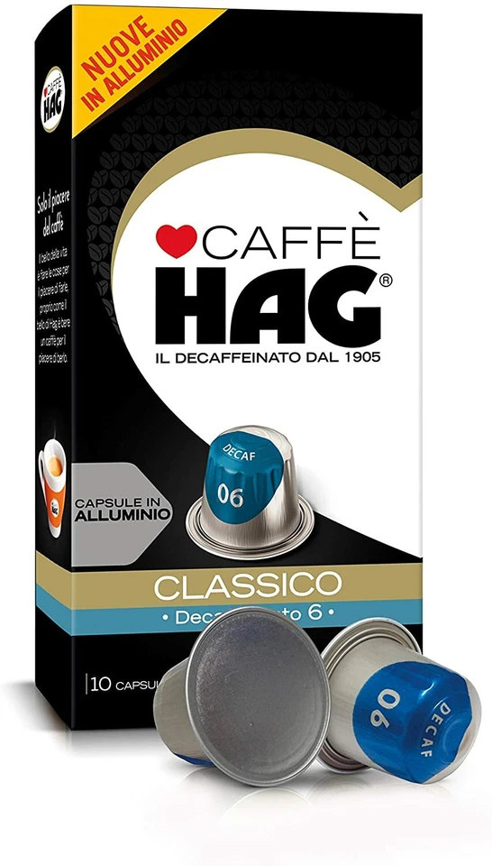 50 Capsule Alluminio Caffè HAG gusto Decaffeinato compatibili Nespresso Dek