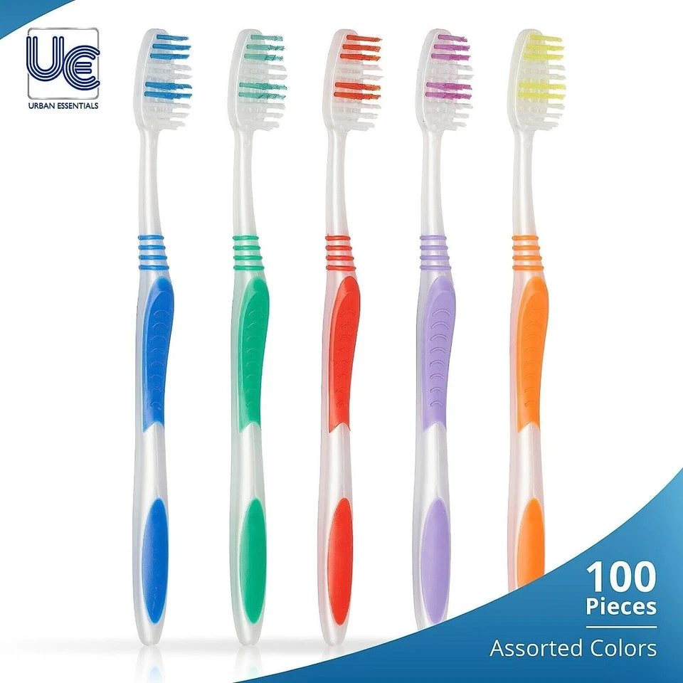 100 Bulk Wholesale Toothbrush Individually Wrapped Classic Medium Soft With Cap - Image 2 of 4