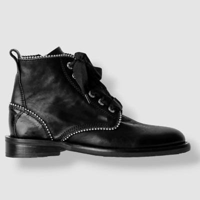 $498 Zadig & Voltaire Women's Black Laureen Roma Leather Boots Shoe Size 36