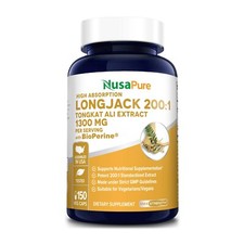 NusaPure Longjack 260,000mg 150 Veggie Caps Non-GMO Gluten Free