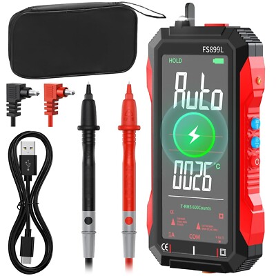 Multimeter Digital, USB Wiederaufladbares Strommessgerät mit 6000 Counts, Intell