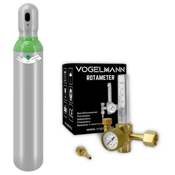 Vogelmann Gasflasche Mix ARGON+CO2 8L Schutzgas SchweißGas Mig Gasregler-image