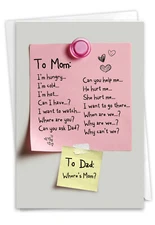 1 Funny Mother's Day Card with Envelope - Note To Mom C6778MDG