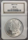 1883-O MORGAN SILVER DOLLAR ::  NGC MS-64