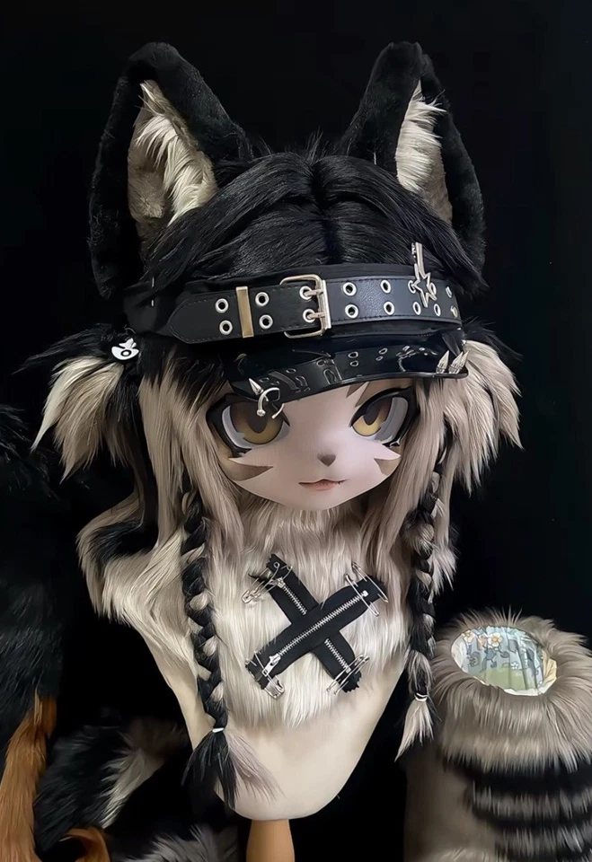 Juego de fursuit hecho a mano - gato lobo híbrido Foto 4 de 4