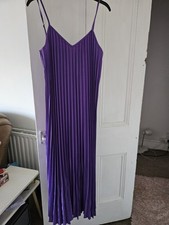 🐞Shein Purple Pleated Evening Dress Size Uk Large. Maxi Length 🐞