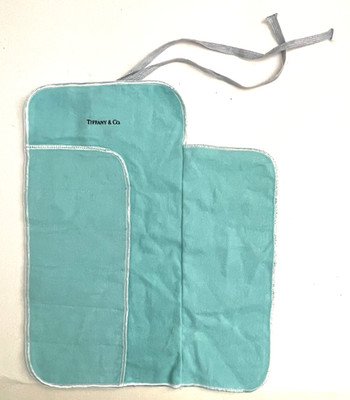 TIFFANY Blue Felt Bag For 6 Teaspoons FLATWARE STORAGE ROLL TIE for 7x2'' Items