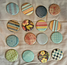 Lote 16 NUEVOS Espejos de Bolsillo de Viaje Decorativos Redondos 2 1/8" - Lote #1