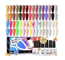 Born Pretty Gel Nail Polish Set, 33 + 6 Soak-Off, Glitter Matte Shiny
