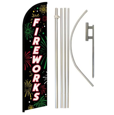 Fireworks Black Full Curve Windless Swooper Flag Pole Kit