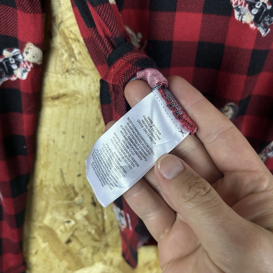 Ralph Lauren Polo Pijama Top Camisa Oso Cuadros Salón Rojo XS Foto 4 de 4
