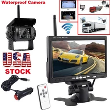 Dual wireless backup camera night vision system rear view monitor for RV truck