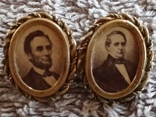 1860 Abraham Lincoln Campaign Badge/Pin-w/Hannibal Hamlin-CDV Cardstock Imagery