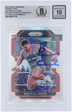 Brutus Creed WWE Signed 2022 Panini Prizm Hyper Prizm #144 BAS 10 Rookie Card