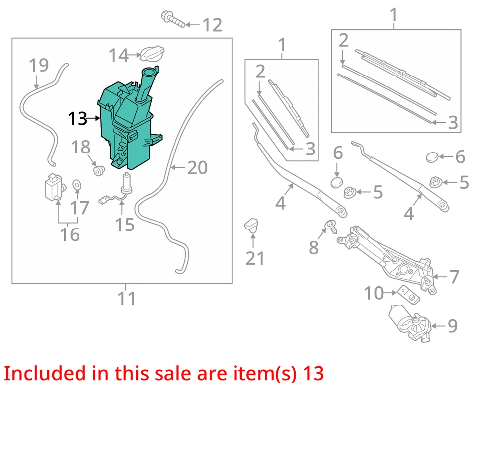 2022 Hyundai Kona Washer Reservoir FWD 2.00L OEM Used 24000 Miles 3645543 - Image 3 of 4
