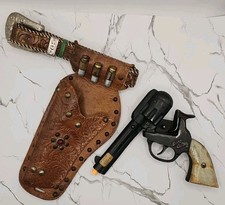 Kenton 1938 First Model Gene Autry Long Barrel Cast Iron Cap Gun w/ Holster