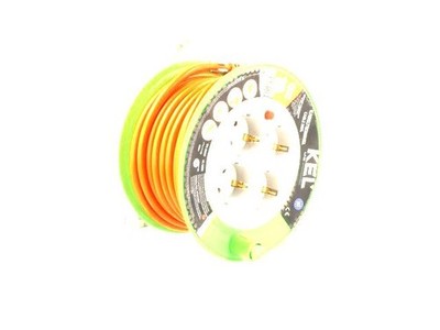 W-98676 Extension Cable 3x1.5mm² Drum Sockets: 4 PVC Orange 10m KEL