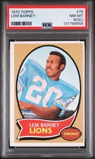 1970 Topps Lem Barney #75 PSA 8 OC Detroit Lions HOF