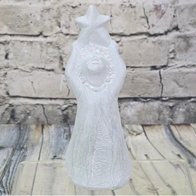 Isabel Bloom Angel with Star Sculpture 2004 Retired Concrete Figurine Green 6''