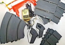 Vintage 1960s ELDON 1/32 Slot Car Tracks Controls Battery Pack and More! BIG LOT