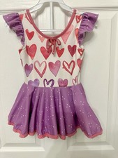 Cheeky Plum Farrah Leotard Purple Ombre Heart design Size 4T Scoop Neck Back