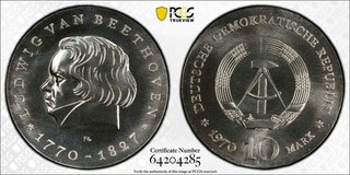 1970 East Germany Beethoven 10 Mark PCGS MS67