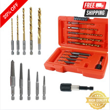 11Pc Easy Out Screw Extractor Set Broken Bolt Remover HSS Cobalt Left Hand Bits
