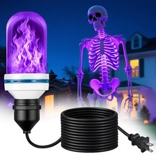 Halloween Skeleton Lighting Kit,4 Modes Purple Flame Light Bulb with 19.7ft W...