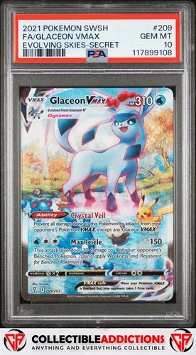 2021 Pokemon Sword & Shield Evolving Skies #209 Glaceon Vmax  PSA 10