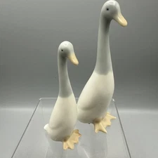 Vintage Crowning Touch Goose Geese Figurine White Gray MCM Pair Set/2 Japan
