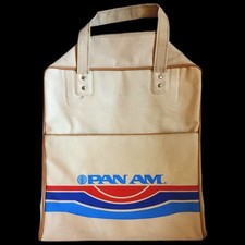 Vintage Pan Am Airlines Canvas Carry-On Tote Bag Strap Sunset Tan 14x12x6" 70s